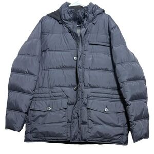 Kenneth‎ Cole New York Jacket Mens Large Black Down Puffer Hooded 44SNOT300